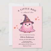 ピンクのハロウィーン小さなブー赤ちゃんシャワー 招待状 (正面)
