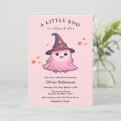 ピンクのハロウィーン小さなブー赤ちゃんシャワー 招待状 (スタンド正面)