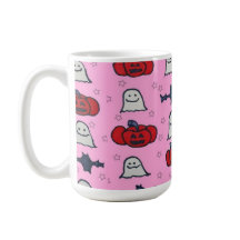 ピンクのハロウィーン幽霊たち、こうもり、ジャック・オ・ランタン