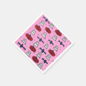 ピンクのハロウィーン幽霊たち、こうもり、ジャック・オ・ランタン スタンダードカクテルナプキン (角)