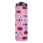 ピンクのハロウィーン幽霊たち、こうもり、ジャック・オ・ランタン タンブラー (正面)