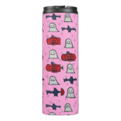 ピンクのハロウィーン幽霊たち、こうもり、ジャック・オ・ランタン タンブラー (裏面)