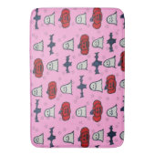 ピンクのハロウィーン幽霊たち、こうもり、ジャック・オ・ランタン バスマット (正面縦)