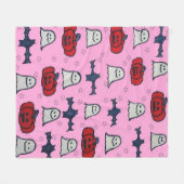 ピンクのハロウィーン幽霊たち、こうもり、ジャック・オ・ランタン フリースブランケット (正面(横))