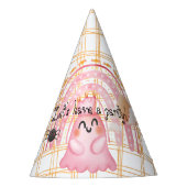 ピンクのハロウィーン幽霊スパイダーと虹の誕生日 パーティーハット (正面)