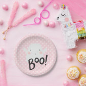 ピンクのハロウィーン幽霊プレート ペーパープレート (パーティー)