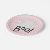 ピンクのハロウィーン幽霊プレート ペーパープレート (アングル)