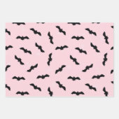 ピンクのハロウィーン紙こうもりとクモ ラッピングペーパーシート (正面3)