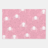 ピンクのハロウィーン紙こうもりとクモ ラッピングペーパーシート (正面2)