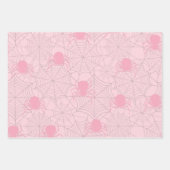 ピンクのハロウィーン紙こうもりとクモ ラッピングペーパーシート (正面)