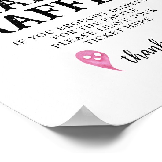 ピンクのハロウィーン赤ちゃんシャワーおむつラッフルサイン ポスター (角)