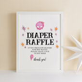 ピンクのハロウィーン赤ちゃんシャワーおむつラッフルサイン ポスター