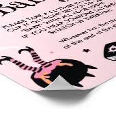 ピンクのハロウィーン赤ちゃんシャワー言わないベビーゲーム ポスター (角)