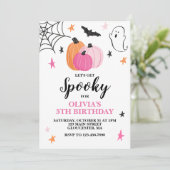 ピンクのハロウィーン・スプークタキュラー・ガールズ・バースデー 招待状 (スタンド正面)
