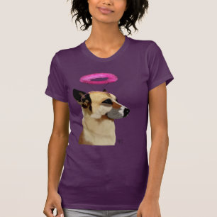 ピンクのハローのジャーマン・シェパード Tシャツ