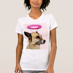 ピンクのハローの犬 Tシャツ