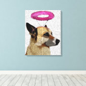 ピンクのハローを持つドイツの羊飼い キャンバスプリント (インサイチュ (ウッドフロア))