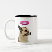 ピンクのハローを持つドイツの羊飼い ツートーンマグカップ (左)