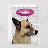 ピンクのハローを持つドイツの羊飼い ポストカード (正面/裏面)