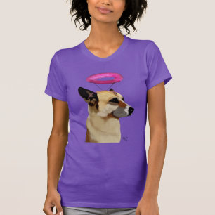 ピンクのハローを持つドイツの羊飼い Tシャツ