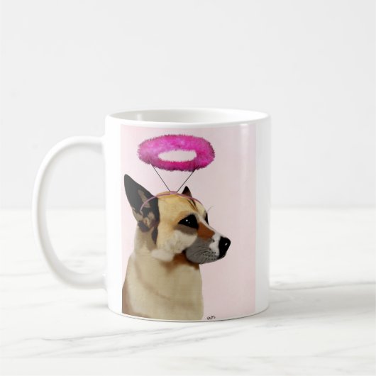 ピンクのハローを持つ犬 コーヒーマグカップ (左)