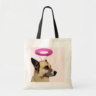 ピンクのハローを持つ犬 トートバッグ