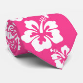 ピンクのハワイアンの花 – 熱帯白フローラ ネクタイ (ロール)