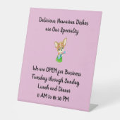 ピンクのハワイアンレストランの卓上看板 台座サイン (正面)