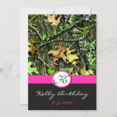 ピンクのハンティングカモ バースデーパーティー招待状 招待状 (正面)