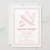 ピンクのハンドドローエールベベベベガールベビーシャワー 招待状 (正面)