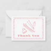 ピンクのハンドドローエールベベベベシャワーありがとう ノートカード (正面)