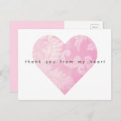 ピンクのハートありがとうポストカードのカスタマイズ ポストカード (正面/裏面)