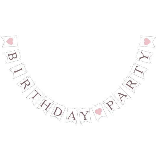 ピンクのハートかわいい誕生日パーティーのバンティングフラグ バンティングフラッグ (全)