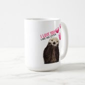 ピンクのハートが大好き可愛いオッター コーヒーマグカップ (正面右)