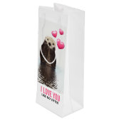 ピンクのハートが大好き可愛いオッター ワインギフトバッグ (裏面アングル)