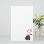 ピンクのハートが大好き可愛いオッター 便箋 (スタンド正面)