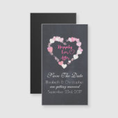 ピンクのハートが日付を保存した後で幸せに (正面/裏面)