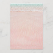 ピンクのハートが砂の宛先ビーチ結婚式 エンクロージャーカード (裏面)