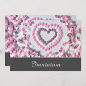 ピンクのハートが舞う魅惑の招待状 招待状 (正面/裏面)