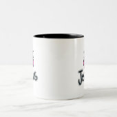 ピンクのハートでイエス様大好き ツートーンマグカップ (中央)