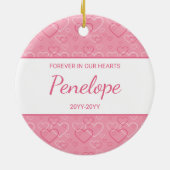 ピンクのハートで子豚かわいいモップペット セラミックオーナメント (裏面)