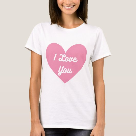 ピンクのハートで愛してる Tシャツ (正面)