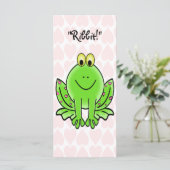 ピンクのハートとカエルの子供のバレンタインカード (スタンド正面)