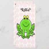 ピンクのハートとカエルの子供のバレンタインカード (正面/裏面)