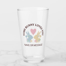 ピンクのハートとカラフルパステルイースターバニー タンブラーグラス