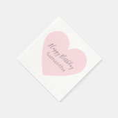 ピンクのハートとグカスタマイズレーのハッピーバースデーパーティー スタンダードカクテルナプキン (角)