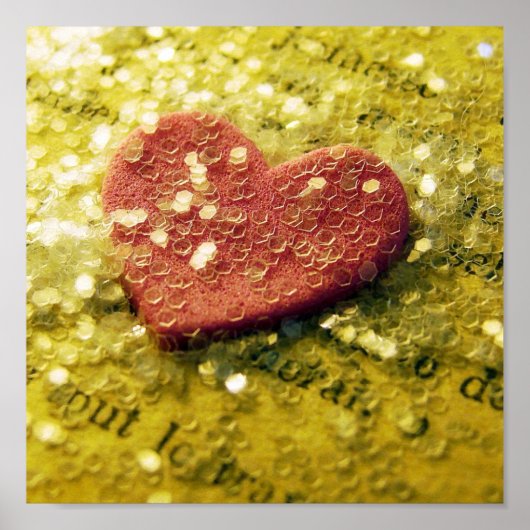 ピンクのハートとグリッター ポスター (正面)