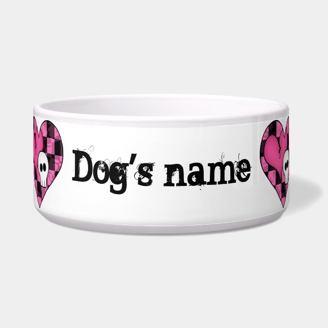 ピンクのハートとスカル ボウル (正面)