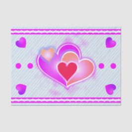 ピンクのハートとストライプ 薄葉紙