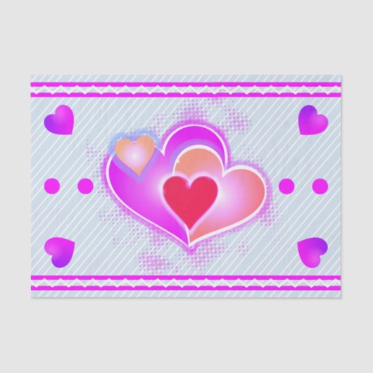 ピンクのハートとストライプ 薄葉紙 (正面)